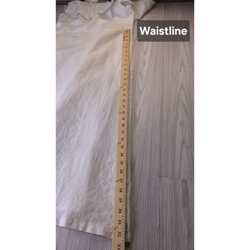 Hope & Henry Women's 2 White Linen Ruffle Dress Organic Cotton Lined Boho NWT - Picture 9 of 10